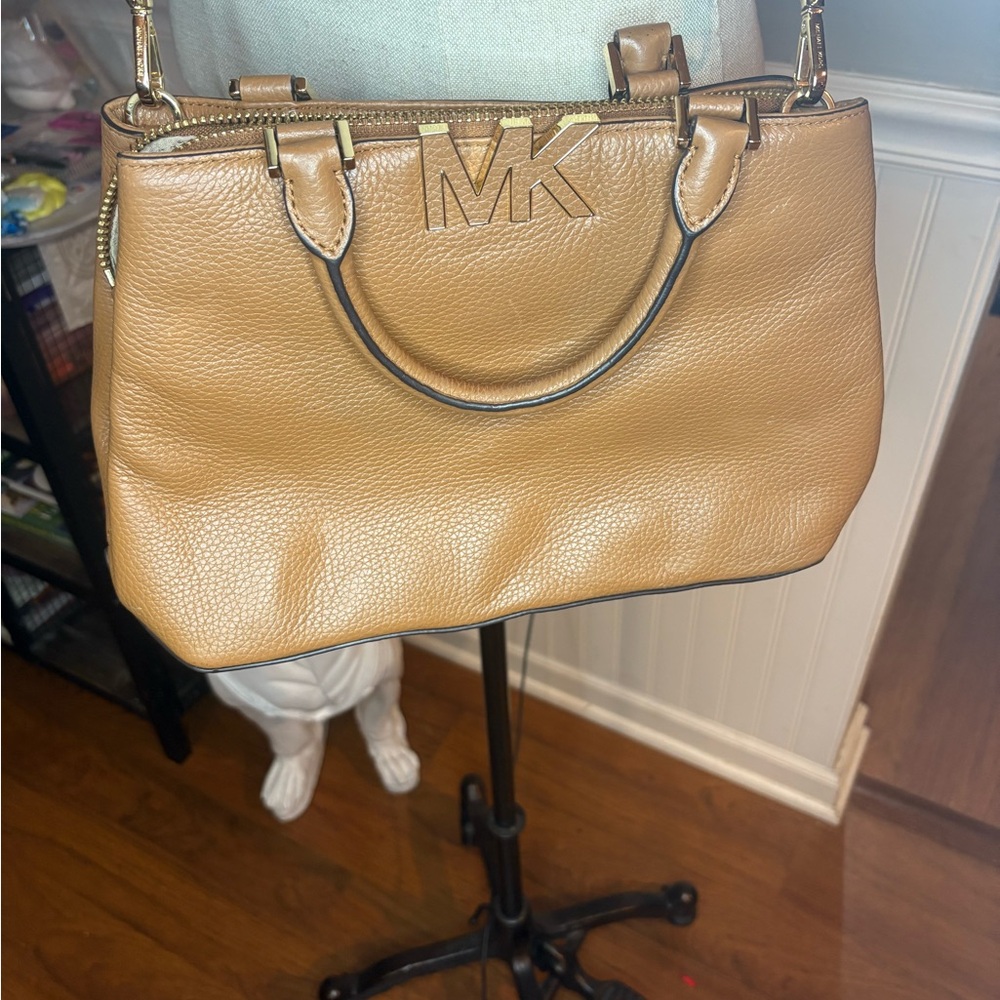 Michael Kors Tan Satchel Bag with Gold Hardware